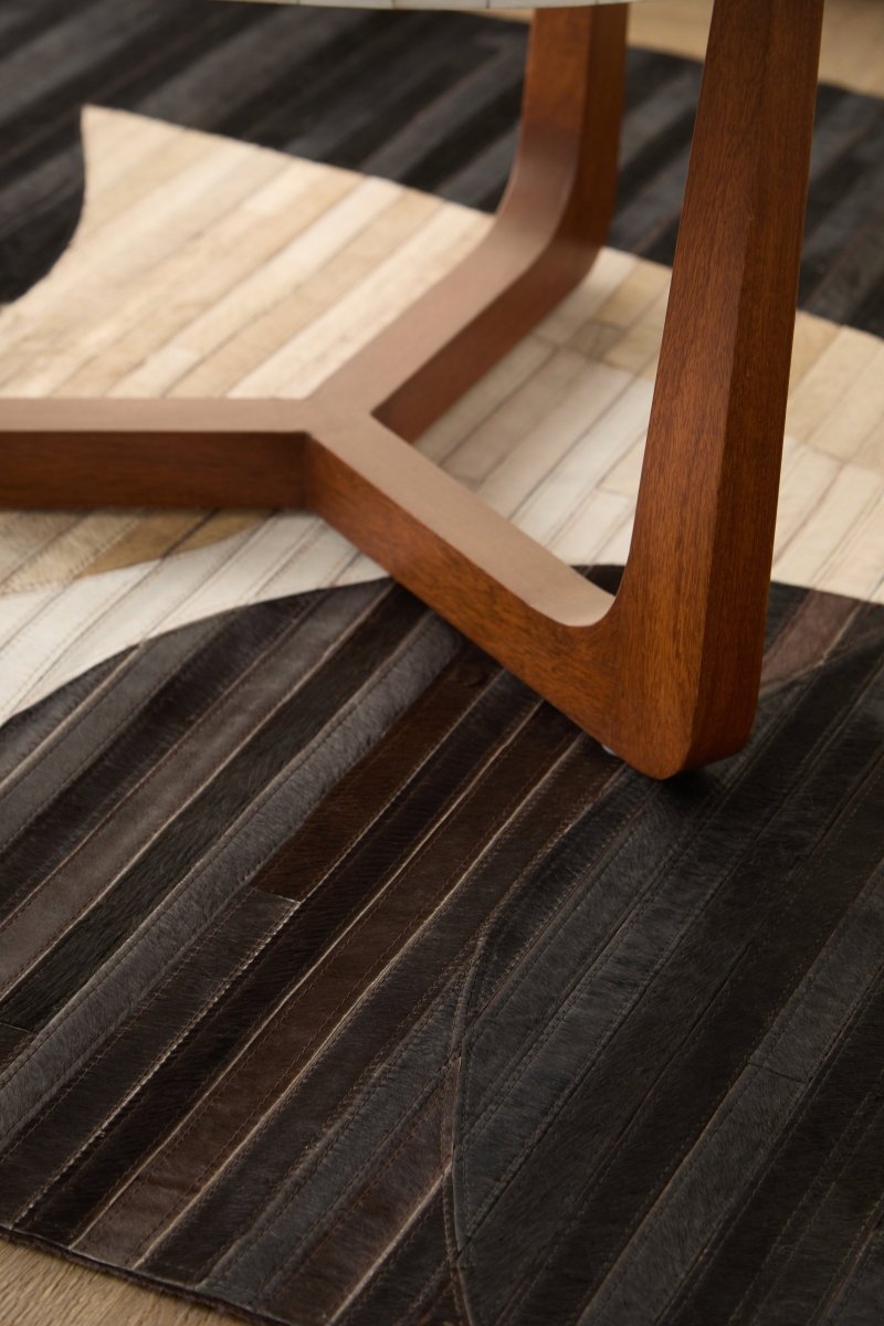 Matto Safira Small Abstract Hair On Leather Rug - OPULENT Co