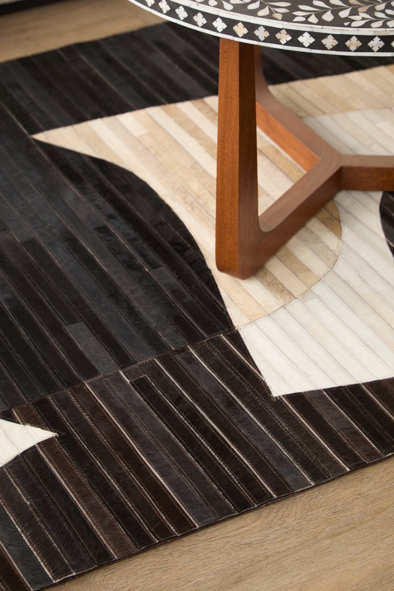 Matto Safira Small Abstract Hair On Leather Rug - OPULENT Co