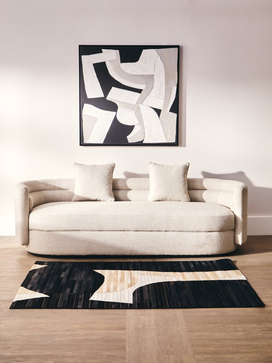 Matto Safira Small Abstract Hair On Leather Rug - OPULENT Co