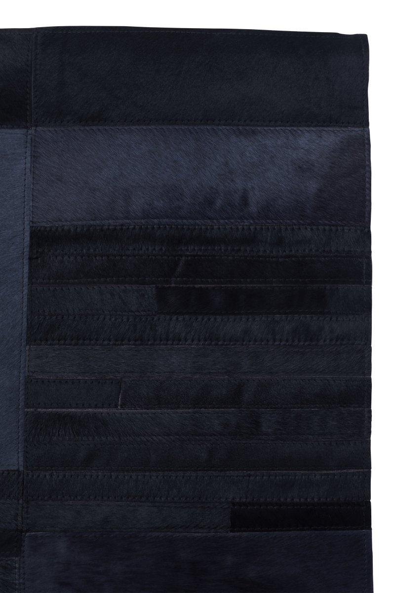 Matto Safira Small Black And Grey Deco Print on Leather Rug - OPULENT Co