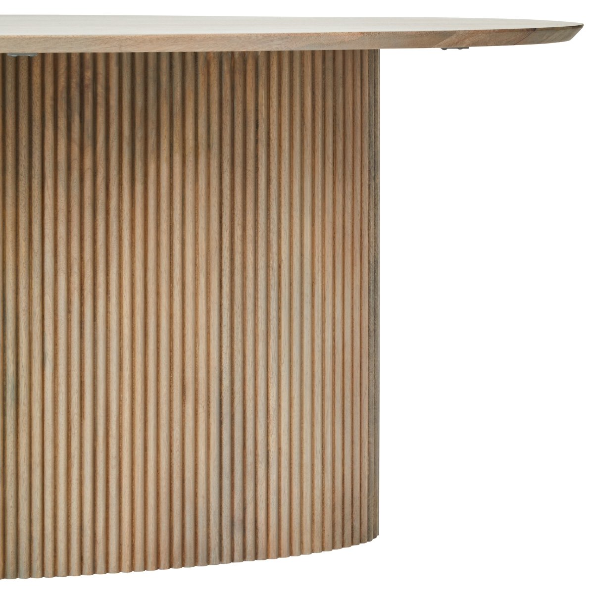Morello Mango Wood Grey Finish Ridge Detail Oval Dining Table - OPULENT Co