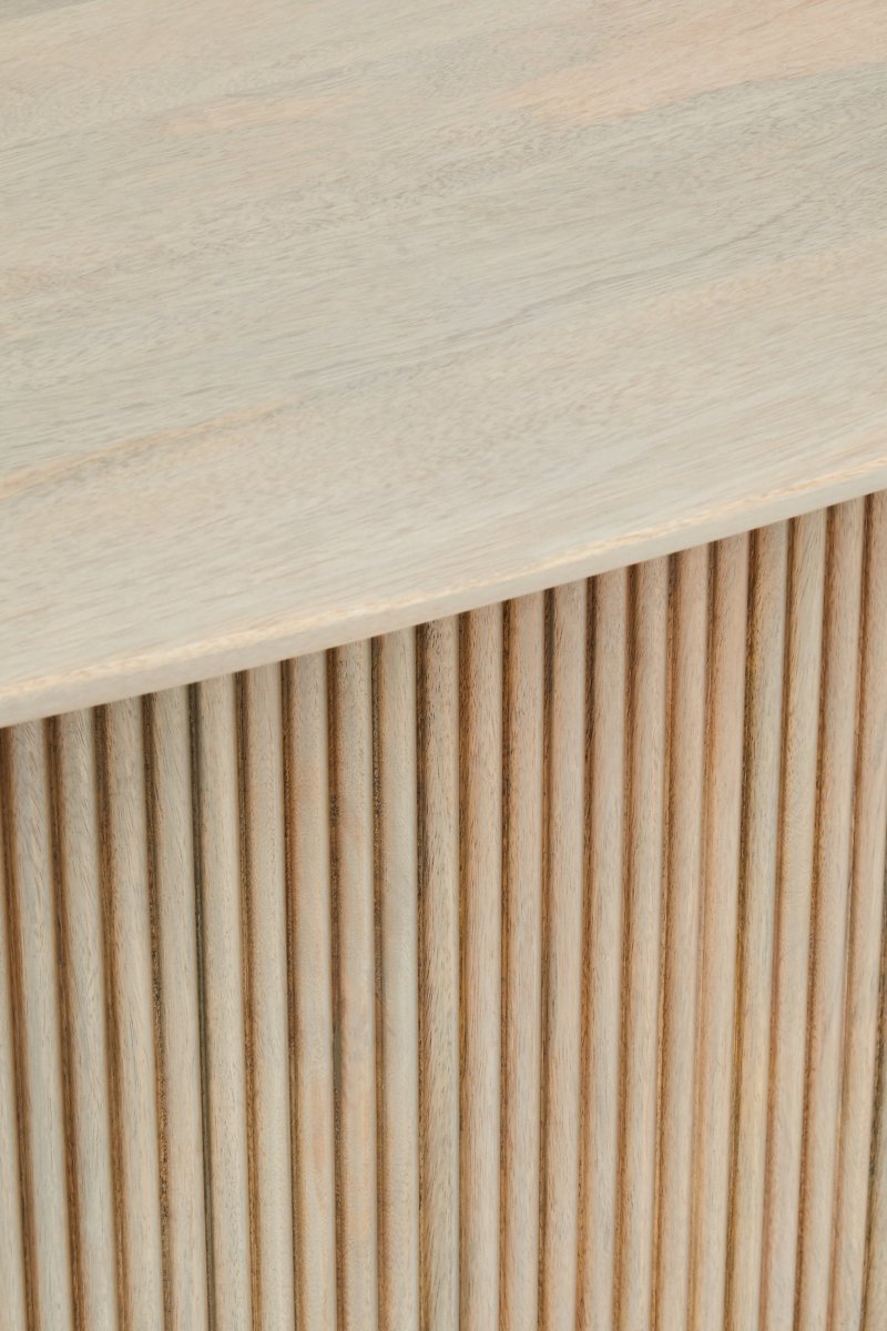 Morello Mango Wood Grey Finish Ridge Detail Oval Dining Table - OPULENT Co