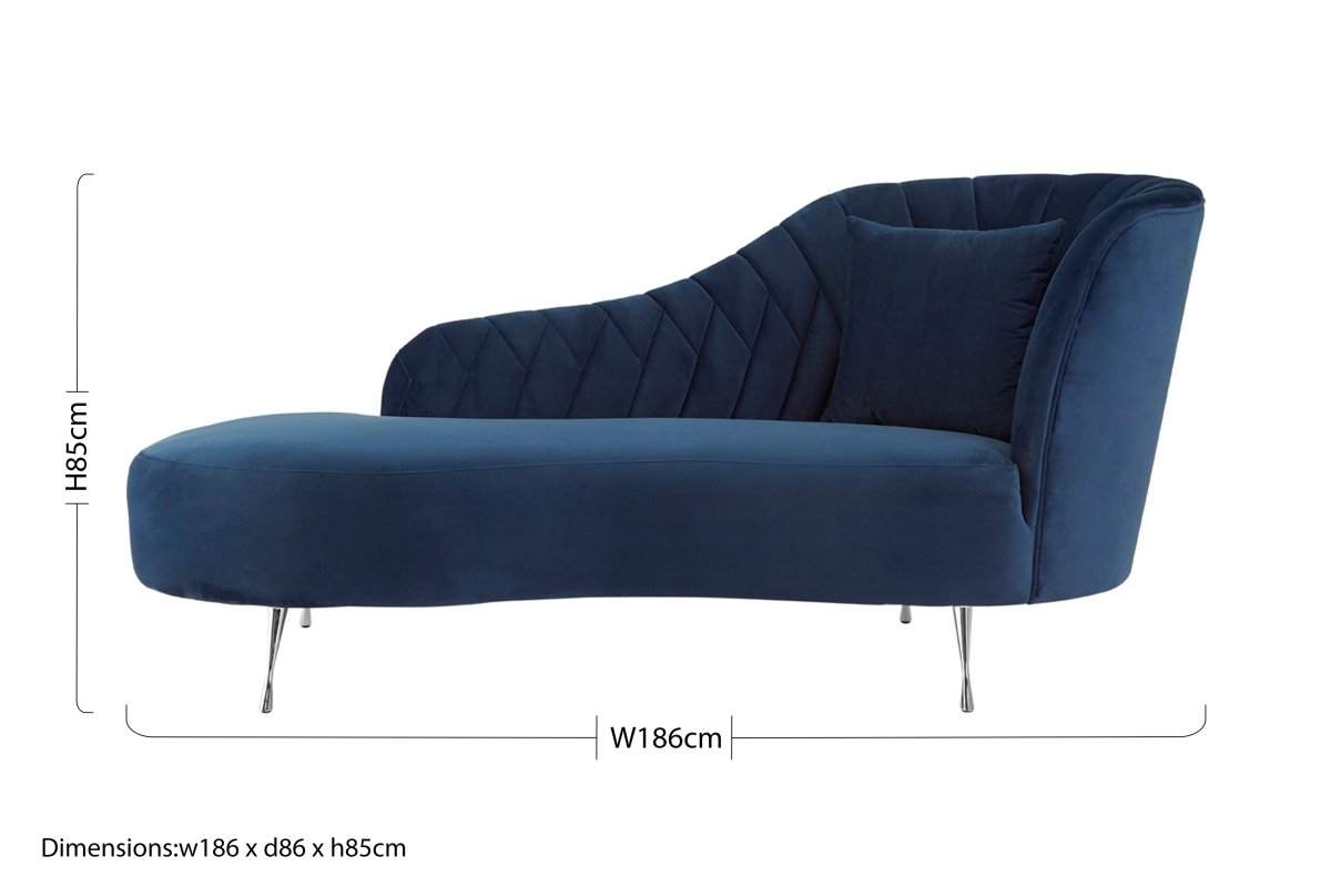 Nero Dark Blue Velvet Right Arm Chaise Longue - OPULENT co