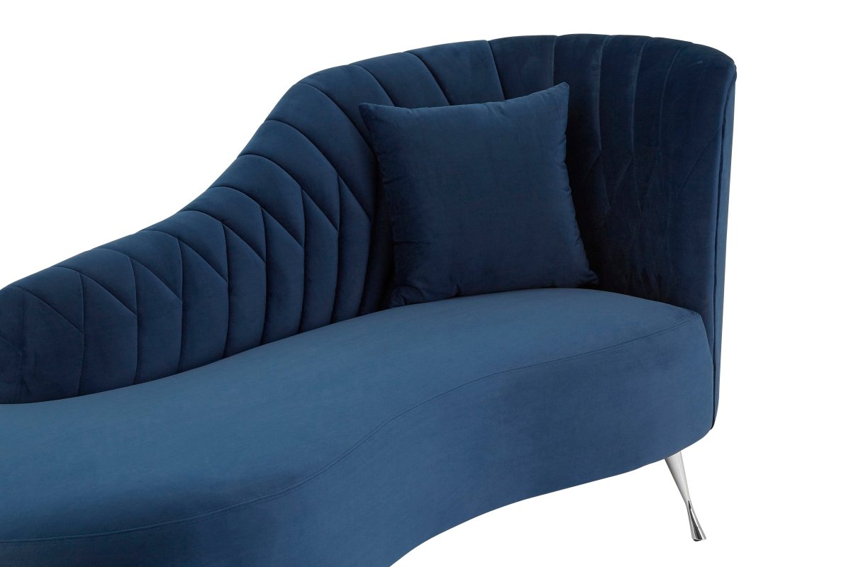 Nero Dark Blue Velvet Right Arm Chaise Longue - OPULENT co