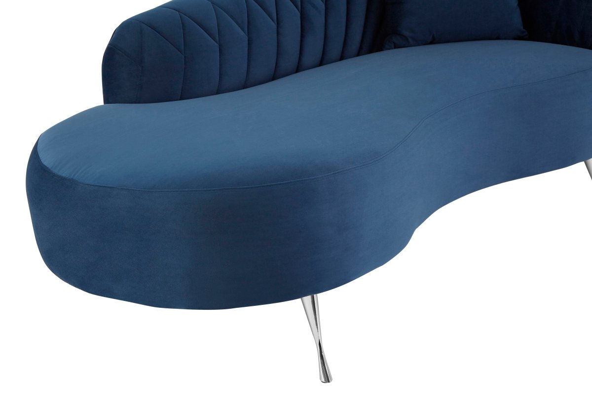 Nero Dark Blue Velvet Right Arm Chaise Longue - OPULENT co