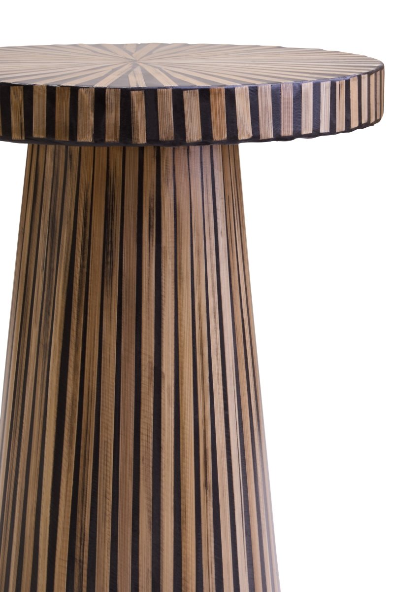 Nivara Bamboo Inlay Round Side Table - OPULENT Co