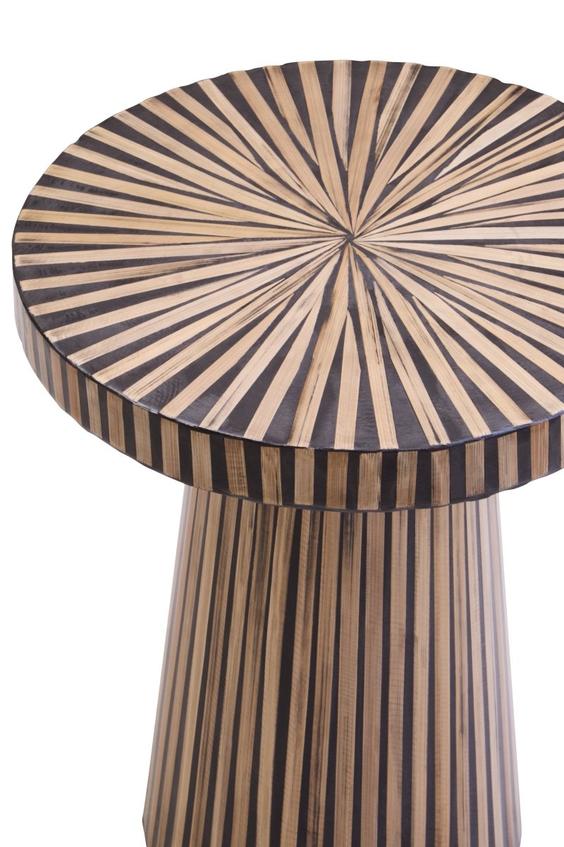 Nivara Bamboo Inlay Round Side Table - OPULENT Co