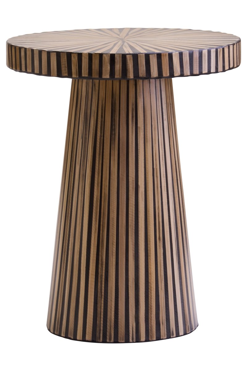Nivara Bamboo Inlay Round Side Table - OPULENT Co