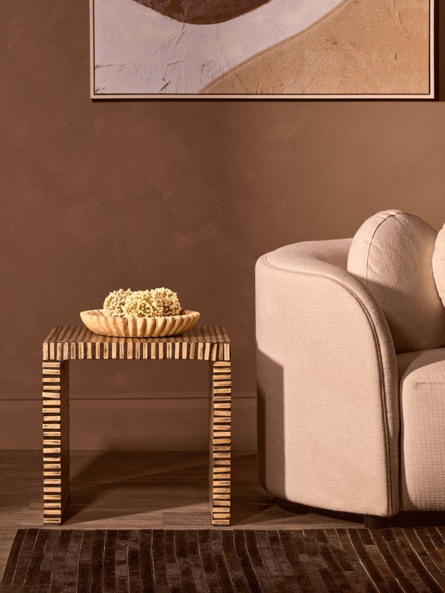 Nivara Bamboo Inlay Side Table - OPULENT Co