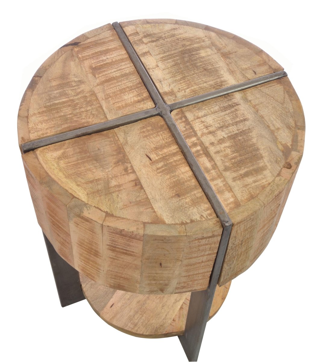 Old Empire Round Lamp Table with Metal Detail - OPULENT Co