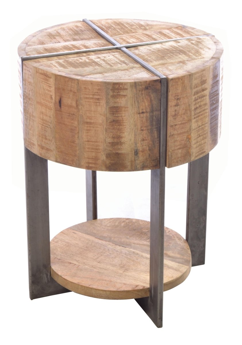 Old Empire Round Lamp Table with Metal Detail - OPULENT Co