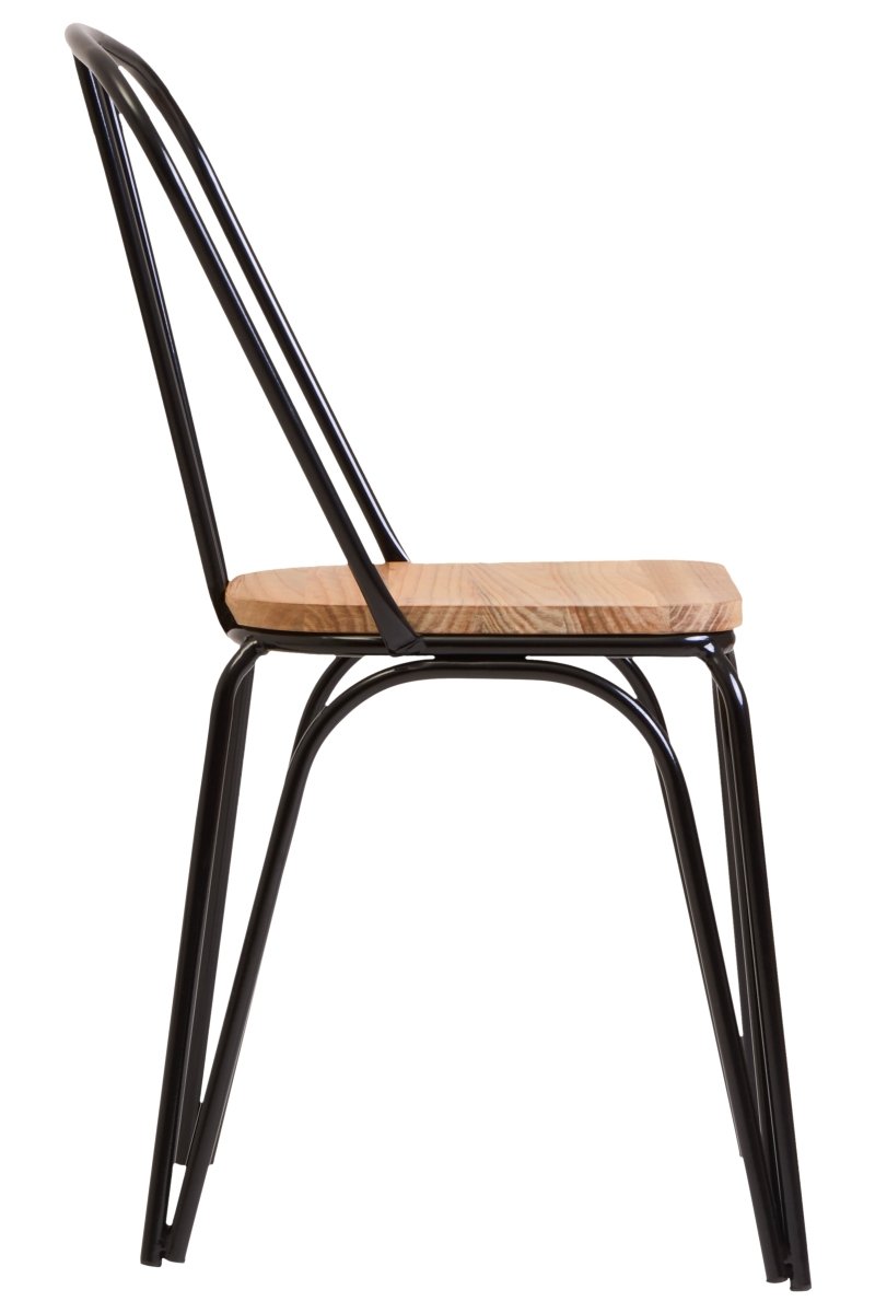 Region Dining Chair Elm Wood Seat With Black Finish Metal Frame - OPULENT Co