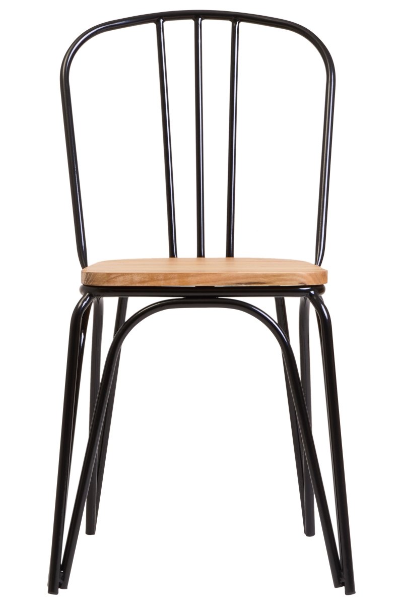 Region Dining Chair Elm Wood Seat With Black Finish Metal Frame - OPULENT Co
