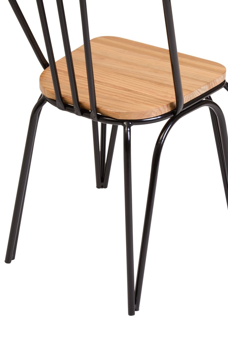 Region Dining Chair Elm Wood Seat With Black Finish Metal Frame - OPULENT Co