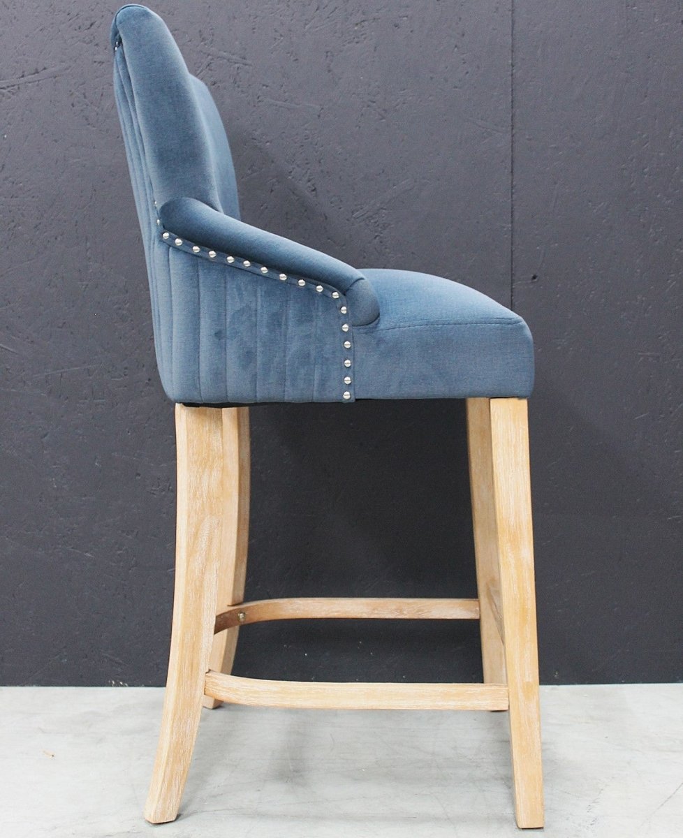 Scott Bar Stool in Velvet Dark Midnight - OPULENT Co
