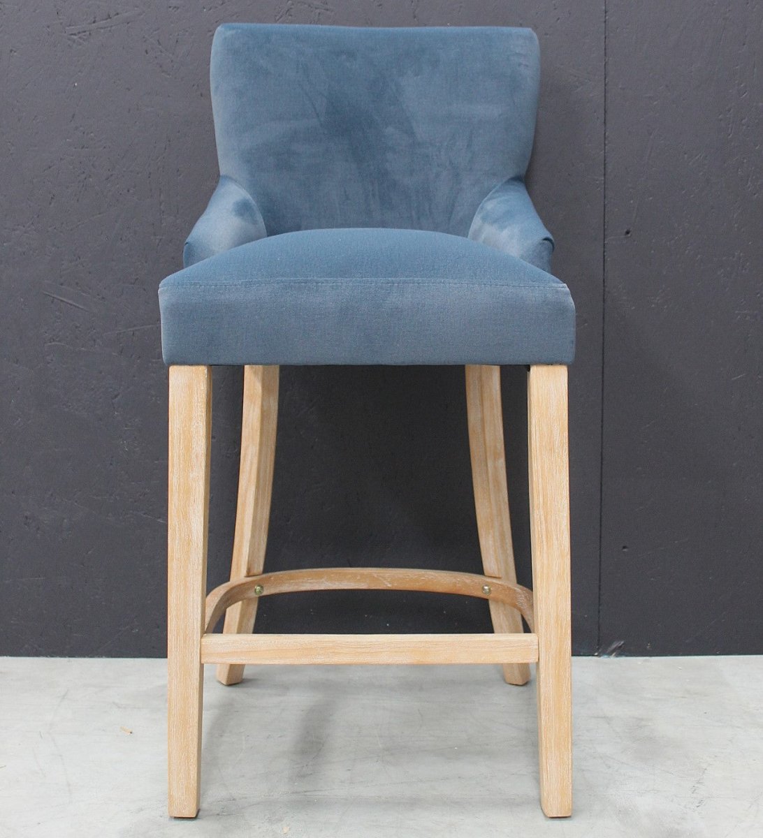 Scott Bar Stool in Velvet Dark Midnight - OPULENT Co
