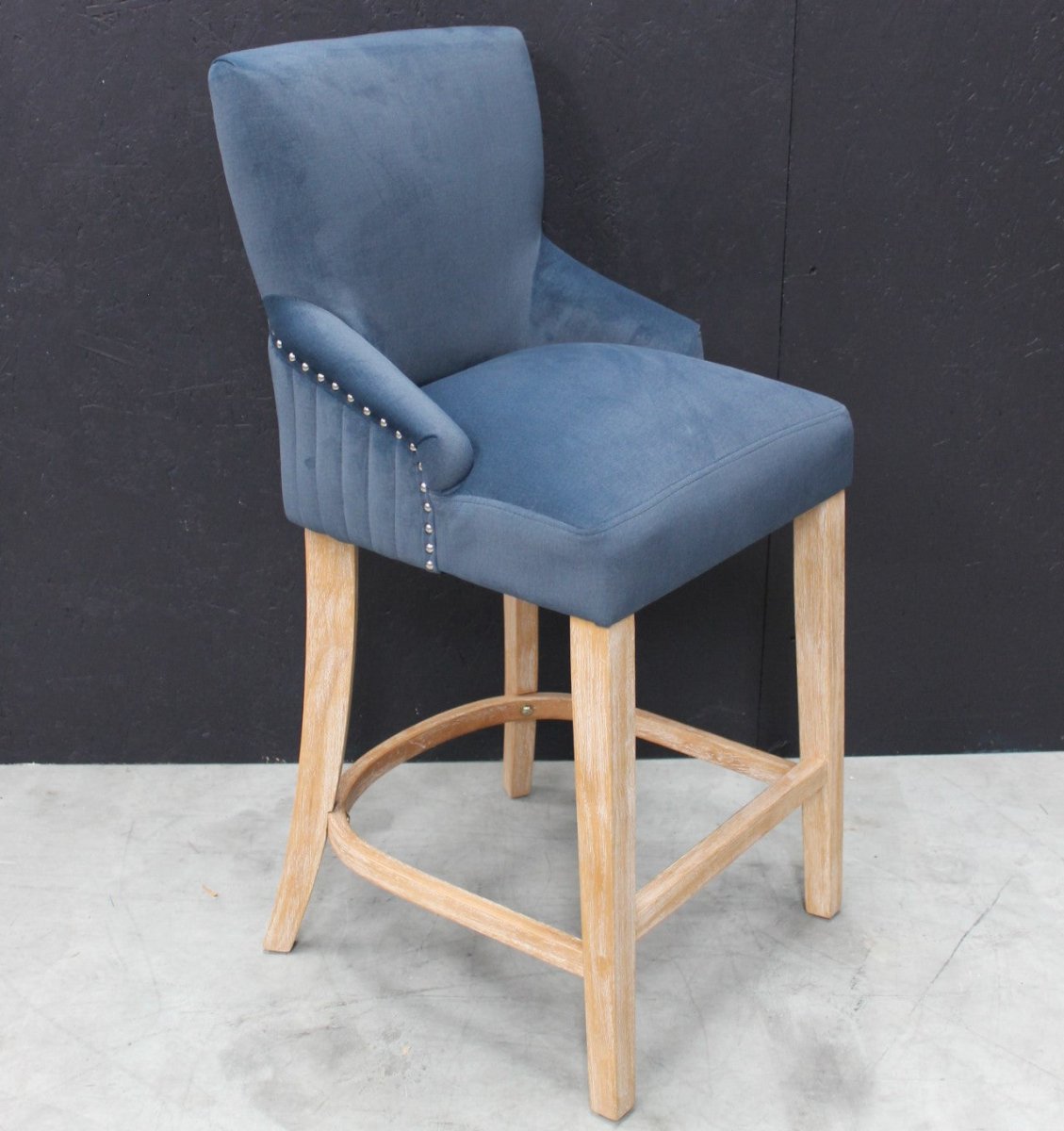 Scott Bar Stool in Velvet Dark Midnight - OPULENT Co