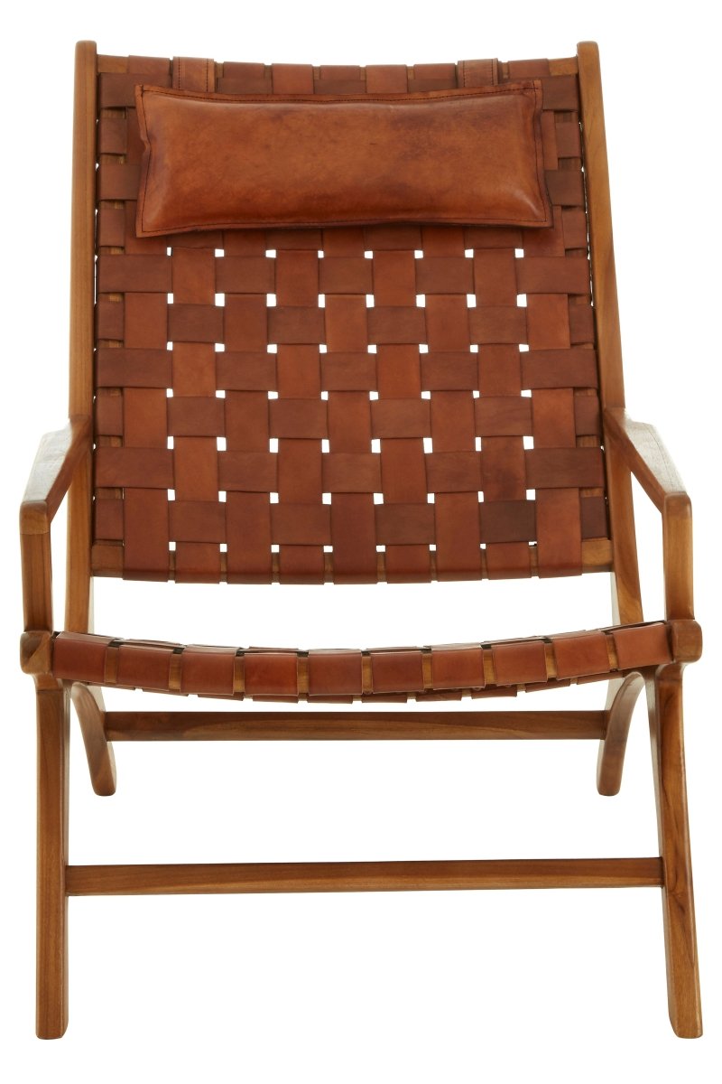 Senja Teak Wood And Leather Chair - OPULENT co