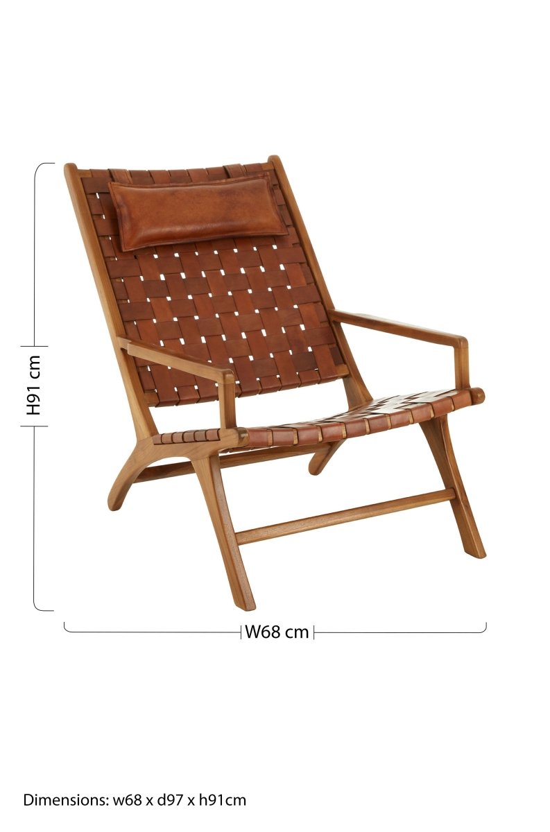 Senja Teak Wood And Leather Chair - OPULENT co