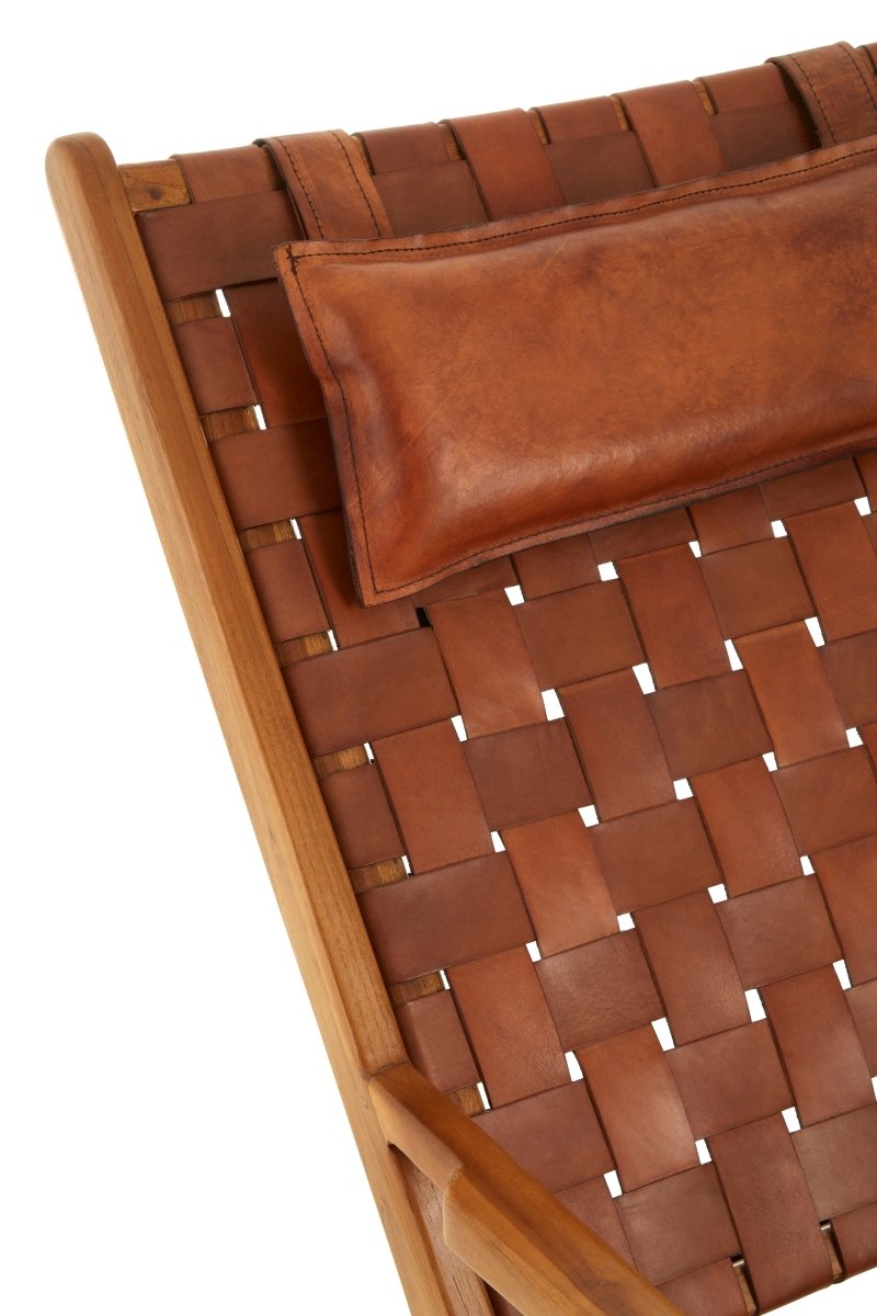 Senja Teak Wood And Leather Chair - OPULENT co