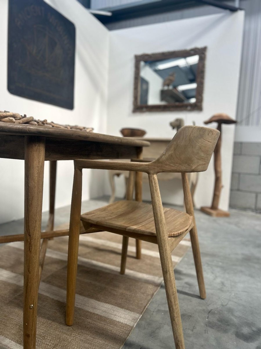 Shoreditch Dining Chair with Arms in Teak - OPULENT Co