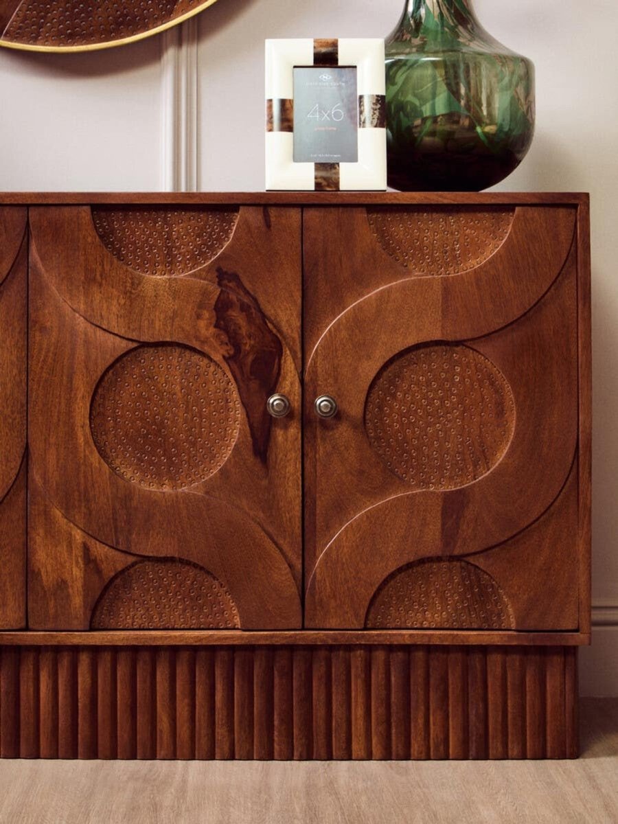 Silvara Four Door Mango Wood Hammered Sideboard - OPULENT Co