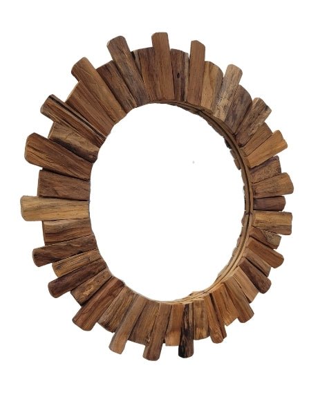 Solid Teak Round Mirror | 80cm - OPULENT Co