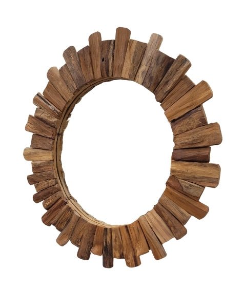 Solid Teak Round Mirror | 80cm - OPULENT Co