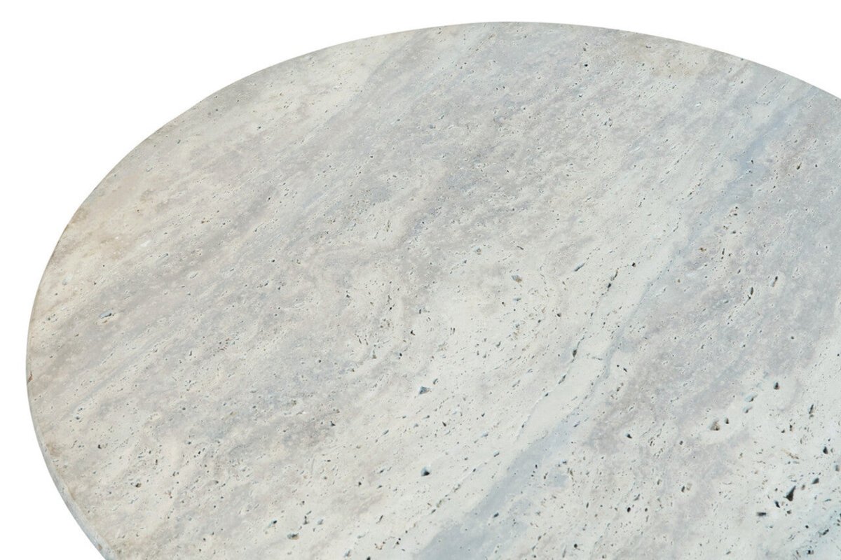 Talton Travertine Top Coffee Table with Black Acacia Wood Base - OPULENT Co