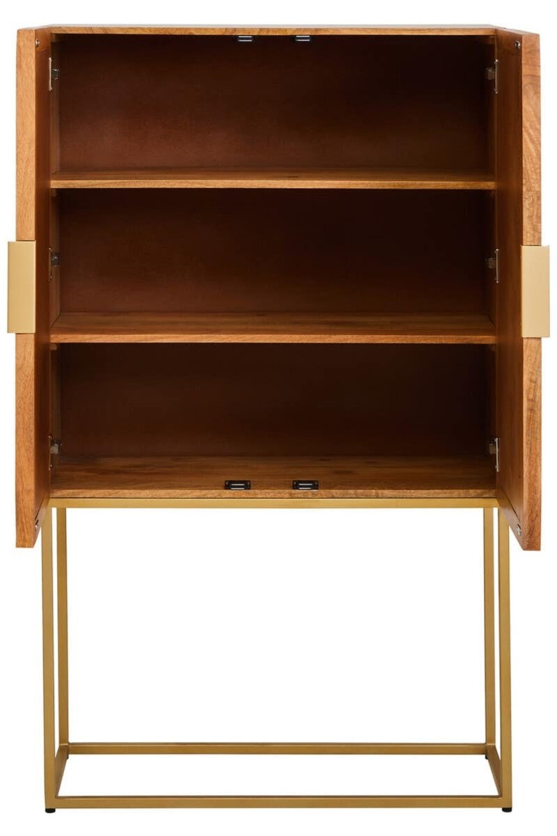 Teyora Paper Rope Detail Two Door Mango Wood Cabinet - OPULENT Co