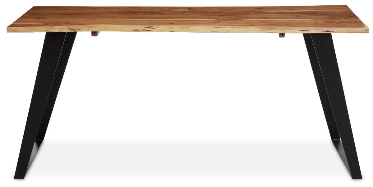 Vermont Acacia Wood And Looped Iron Base Dining Table - OPULENT co