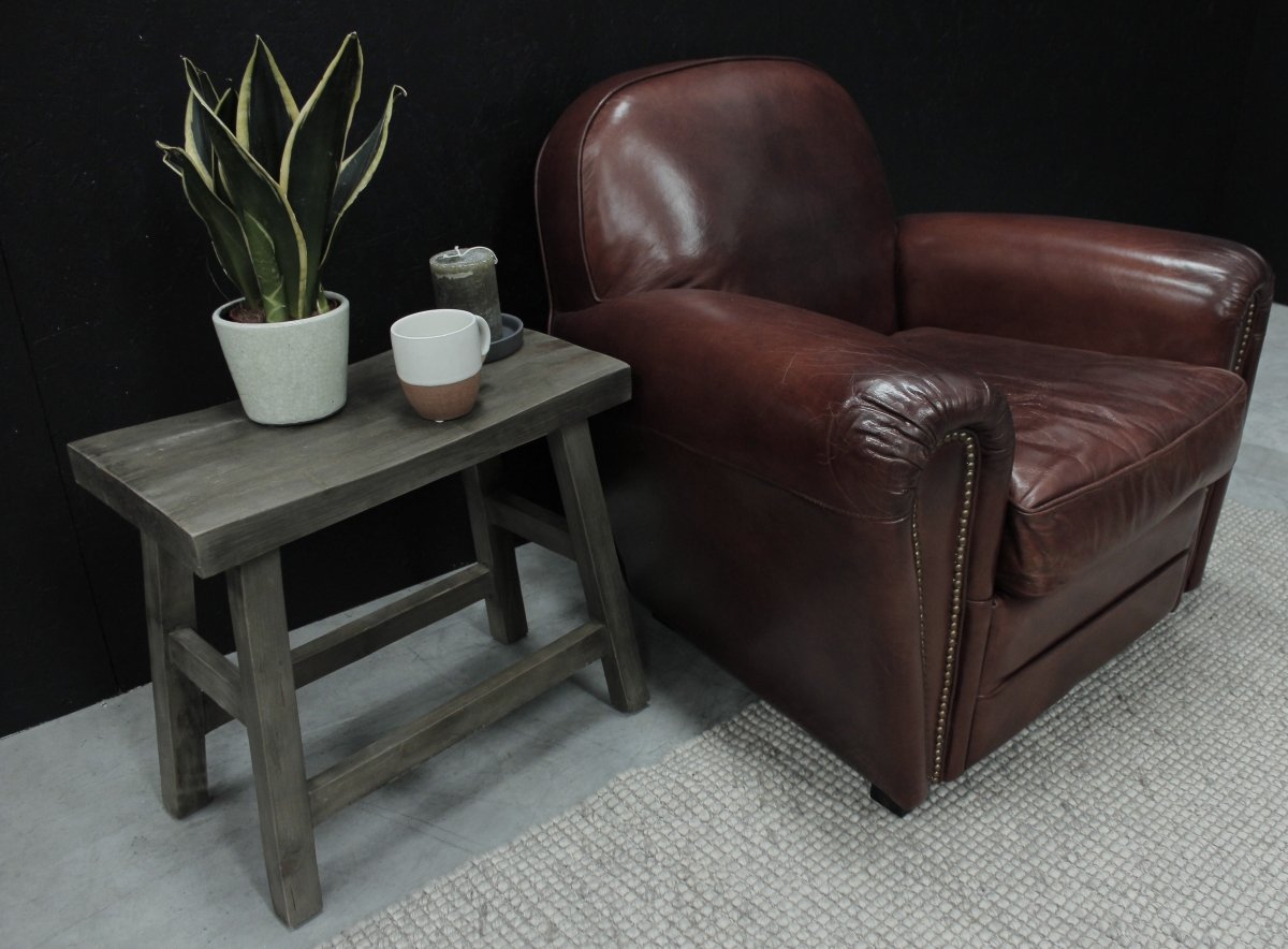 Vintage Leather Art Deco Style Armchair - OPULENT Co