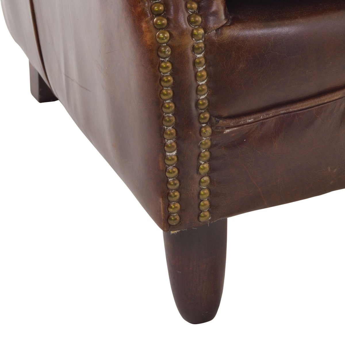 Vintage Studded Front Leather Armchair - OPULENT Co