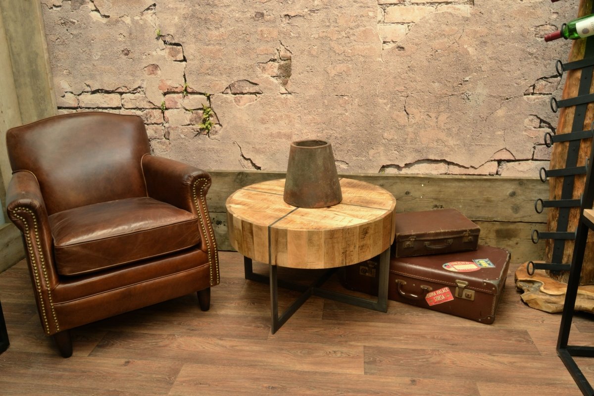Vintage Studded Front Leather Armchair - OPULENT Co