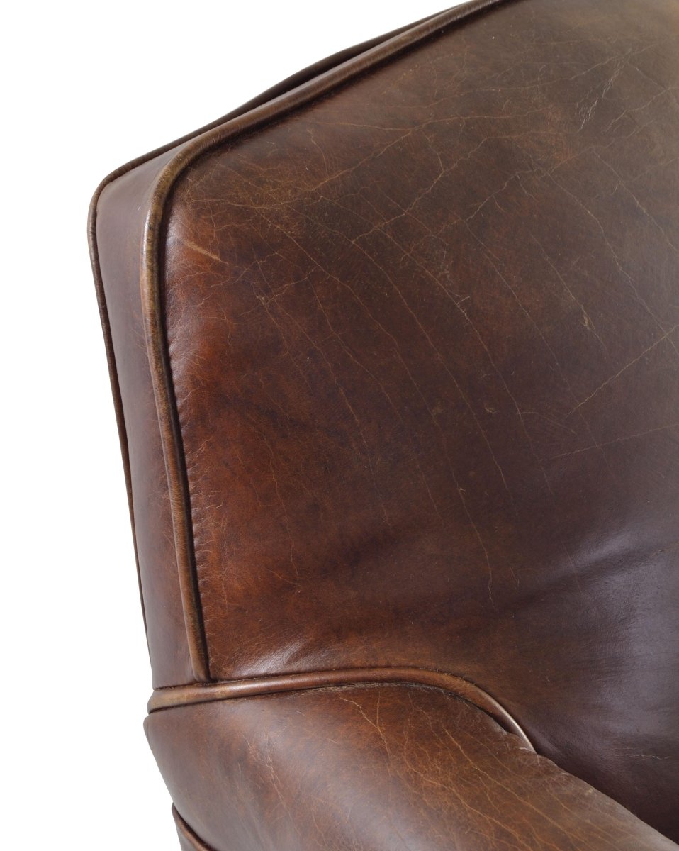 Vintage Studded Front Leather Armchair - OPULENT Co