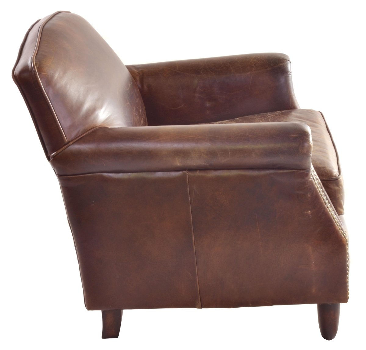 Vintage Studded Front Leather Armchair - OPULENT Co