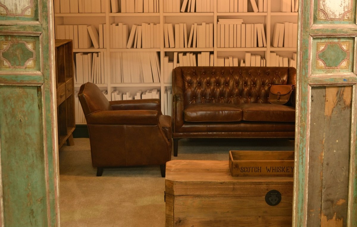 Vintage Studded Front Leather Armchair - OPULENT Co