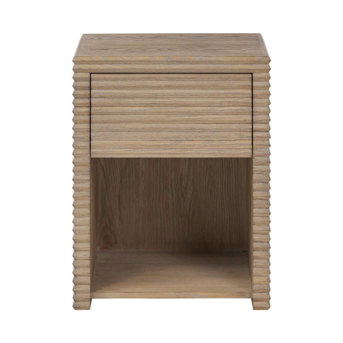 Wickham Ribbed Oak Bedside | 1 Drawer - OPULENT co