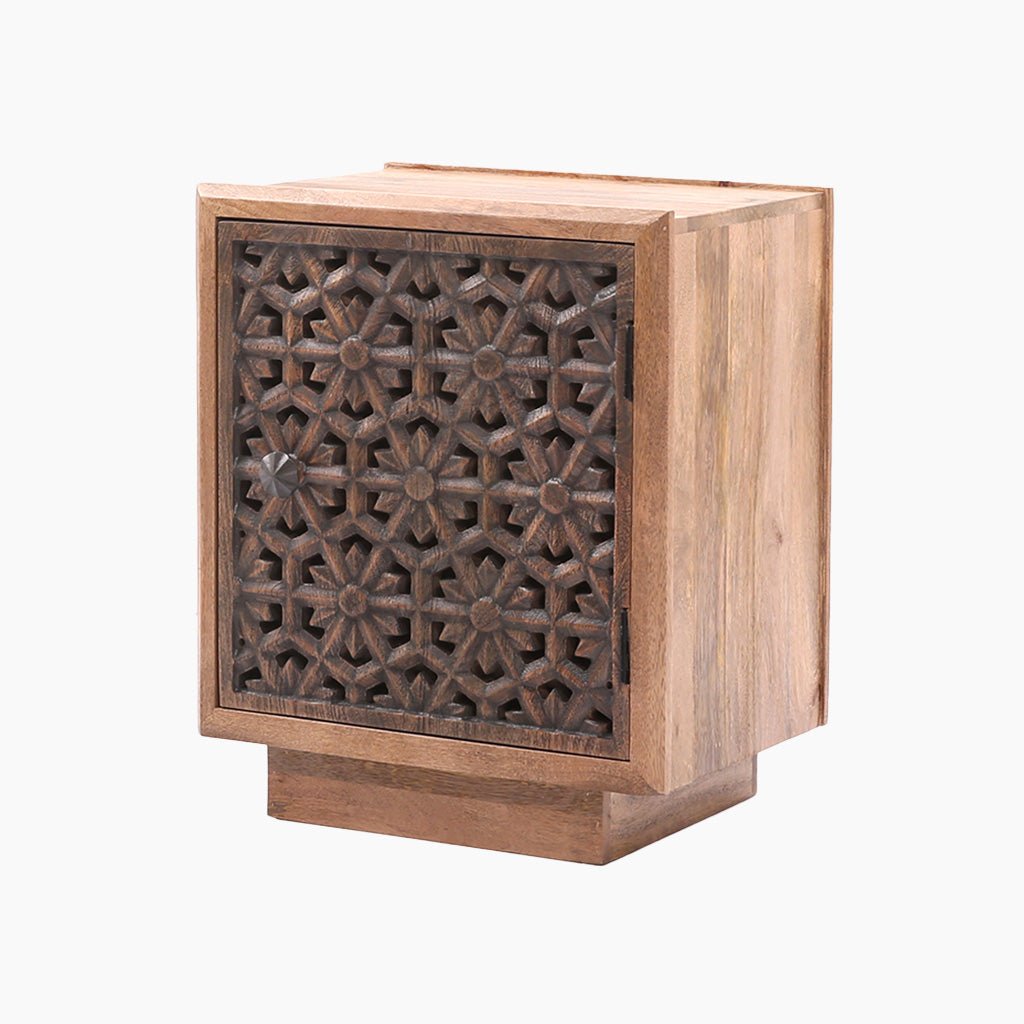 Zaayah Cut Work Wooden Side Table - OPULENT Co