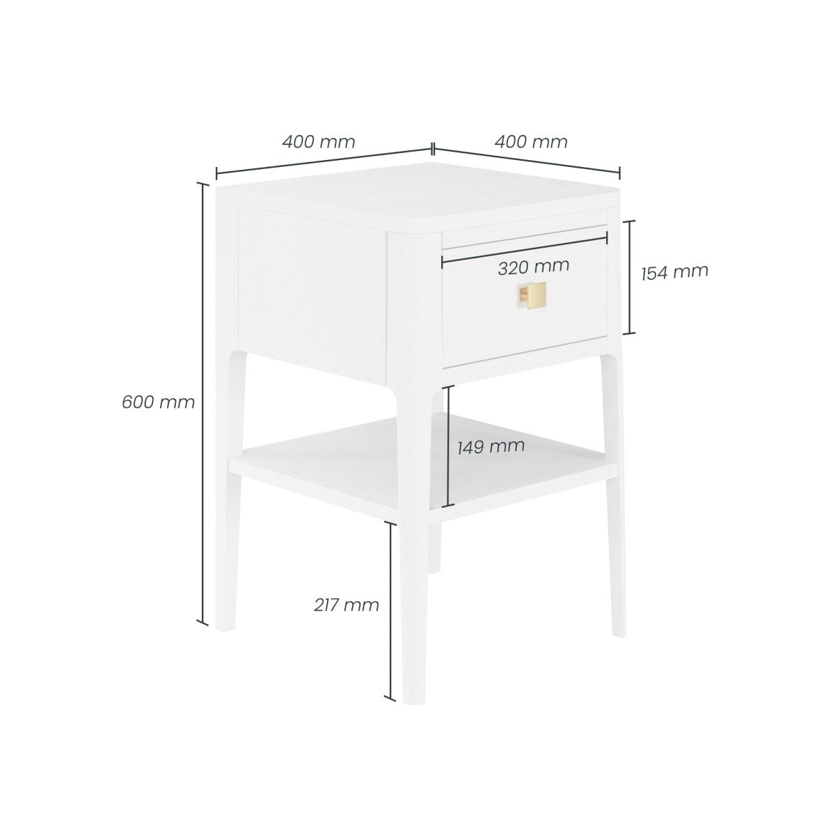 Abberley Bedside - 1 Draw - White - OPULENT co