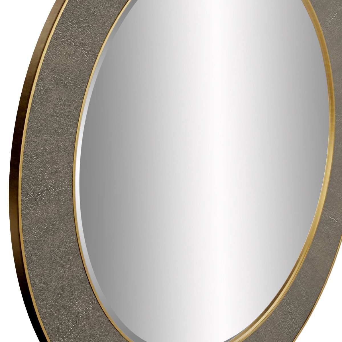 Hampton Mirror | Round | Grey Shagreen - OPULENT co