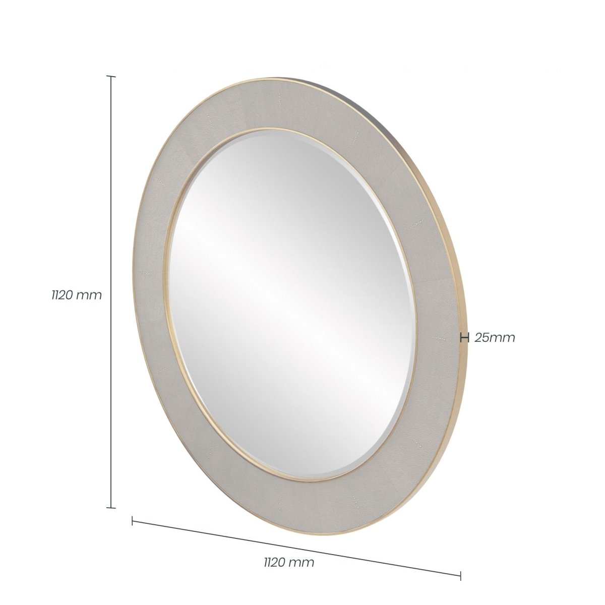 Hampton Mirror | Round | Grey Shagreen - OPULENT co