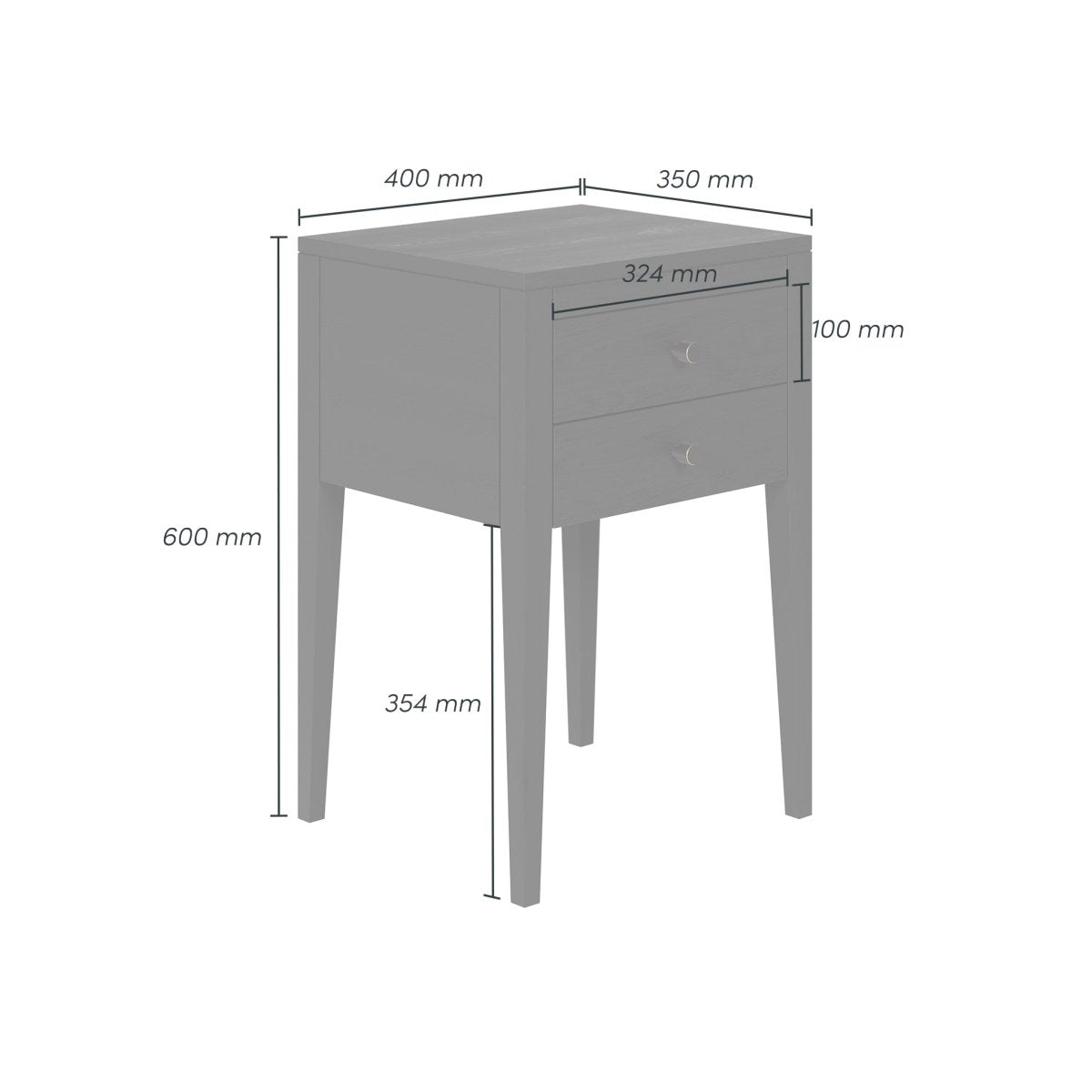 Radford Bedside | Black | 2 Drawers - OPULENT co