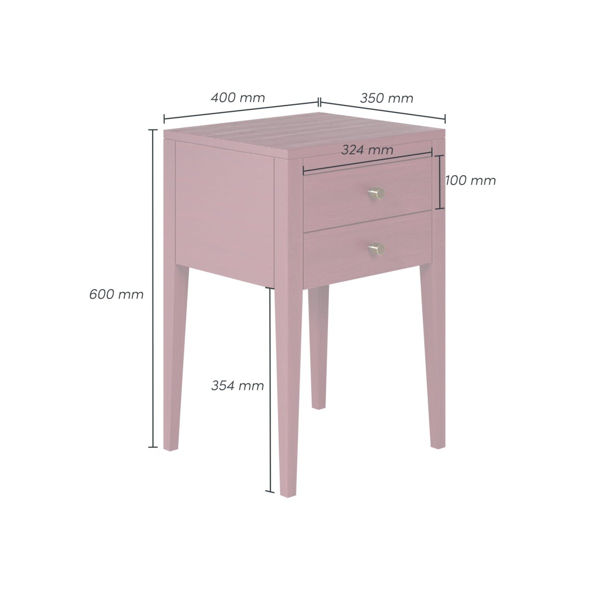 Radford Bedside | Red | 2 Drawers - OPULENT co