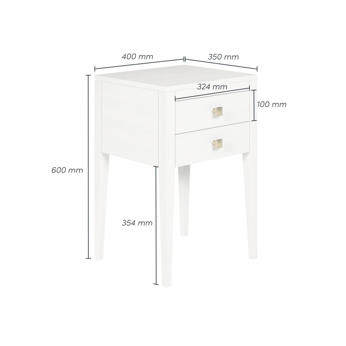 Radford Bedside | White | 2 Drawers - OPULENT co