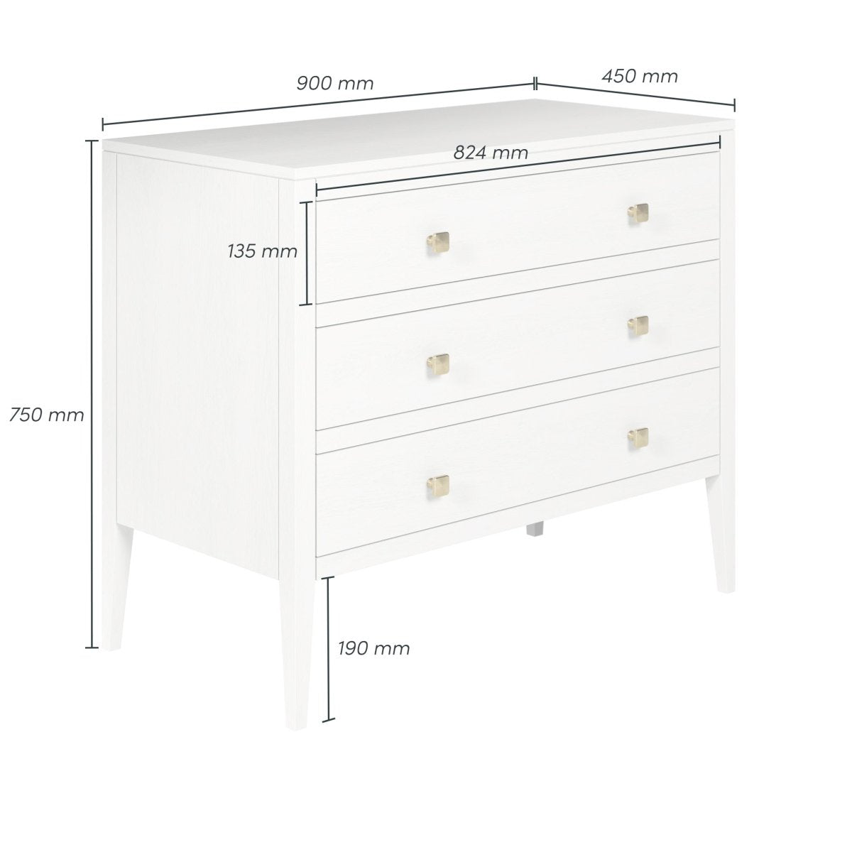 Radford Chest of Drawers | White - OPULENT co